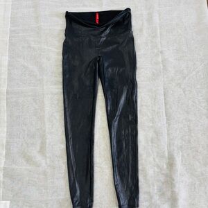Spanx Ready To Wow Faux Leather Ankle Leggings Black Womens Size L